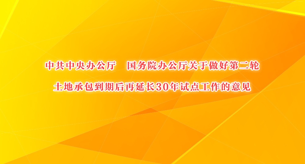 中共中央办公厅　国务院办公厅关于做好第二轮土地承包到期后再延长30年试点工作的意见 